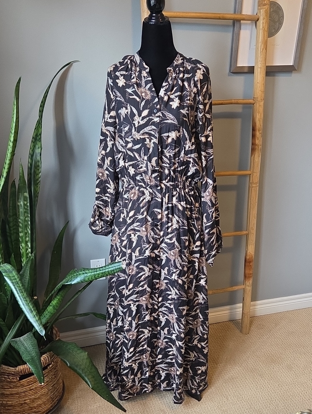 SOFIE SCHNOOR Floral Long Sleeve Maxi Dress
